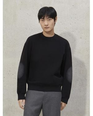 Neil Barrett Easy Raglan Fit Sweatshirt With Curved Sleeves + Elbow Patch - Black
