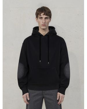 Neil Barrett Easy Raglan Fit Hoodie With Curved Sleeves + Elbow Patch - Blue