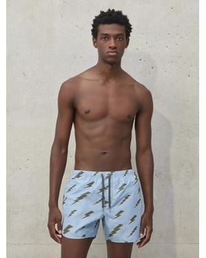 Neil Barrett "raining Bolts" Swim Shorts - Blue