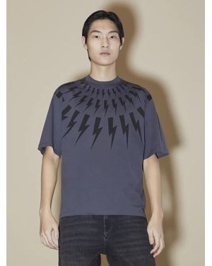 Neil Barrett Fair Isle Thunderbolt T-shirt - Blue