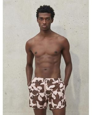 Neil Barrett "bold Flowers" Swim Shorts - Brown