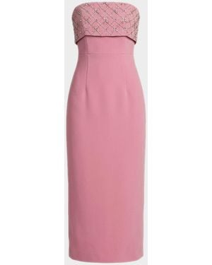Mac Duggal Rhinestone-Embellished Crepe Strapless Cocktail Dress - Pink