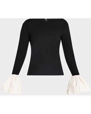STAUD Paige Voluminous Cuff Top - Black