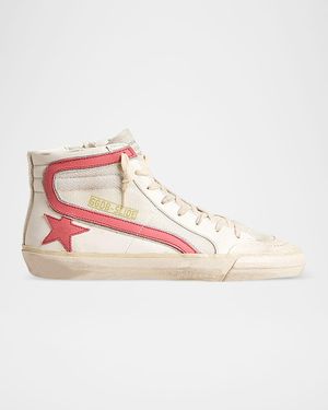 Golden Goose Slide Leather Mesh Mid-Top Sneakers - Pink
