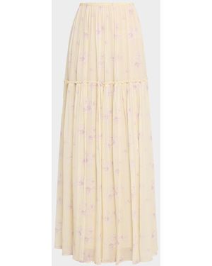 LoveShackFancy Positano Floral Maxi Skirt - Natural