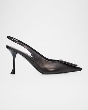 Roger Vivier 85Mm Viv Ville Leather Slingback Pumps - Black