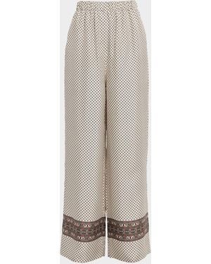 Loro Piana Valerio Silk Straight-Leg Pull-On Pants - Natural