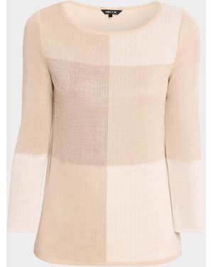 Misook Colorblock Shimmer Knit Tunic - Natural