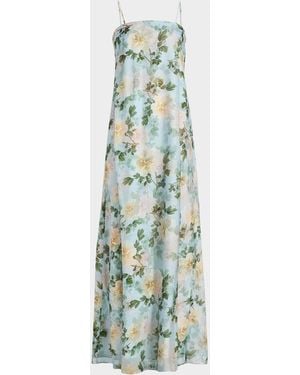 Sachin & Babi Shelby Floral Chiffon Slip Gown - Blue