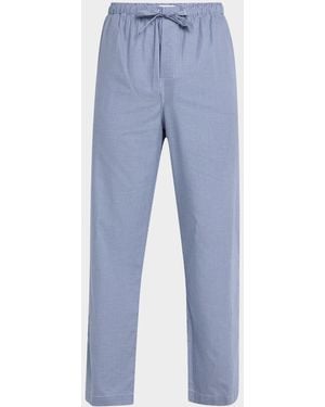 Derek Rose Apos;S Barker Micro Houndstooth Cotton Lounge Pants - Blue