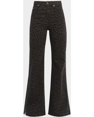 Ramy Brook Tyra Printed Wide-Leg Jeans - Black
