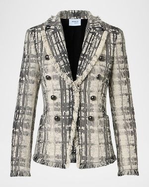 Akris Punto Fringed Boucle Tweed Double-Breasted Blazer - Multicolor