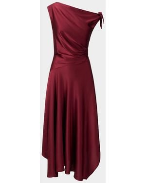 STAUD Portia Asymmetric Handkerchief Midi Dress - Red