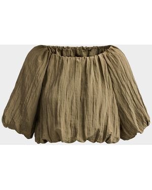 Jonathan Simkhai Anni Puff-Sleeve Crop Top - Green