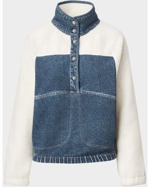 Rag & Bone Rb Miramar Fleece Sherpa Pullover - Blue