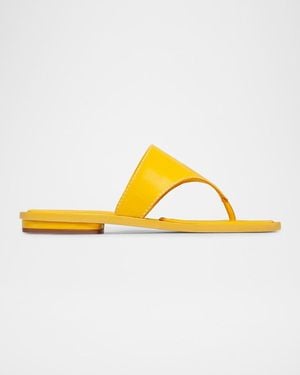 Bernardo Agora Leather Flat Thong Sandals - Yellow