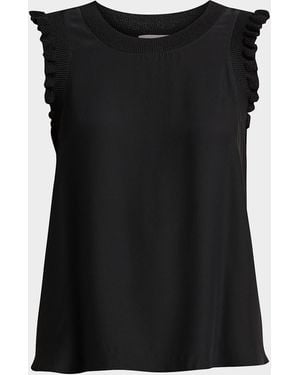 Cinq À Sept Tous Les Jours Lenore Crewneck Sleeveless Silk Top - Black