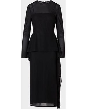 Akris Semi-Sheer Technical Mesh Midi Dress - Black