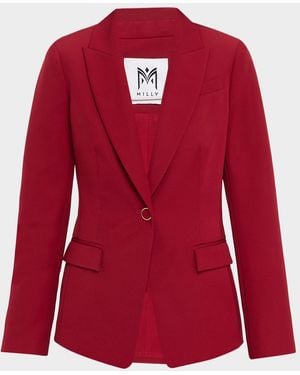 MILLY Avery Single-Button Cady Blazer - Red