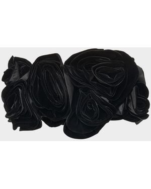 Carolina Herrera Draped Flower Off-The-Shoulder Crop Top - Black