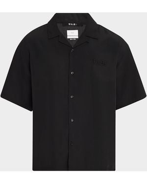 Ksubi Apos;S End Diner Cotton Embroidered Logo Short-Sleeve Shirt - Black