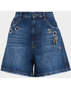 Marc Jacobs Grommet Denim Shorts - Blue