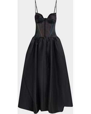 Christopher John Rogers Peel-Bust Lace-Up Corset Gown - Black