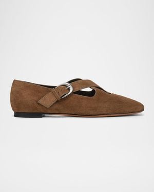 Vince Cici Suede Crisscross Ballerina Flats - Brown