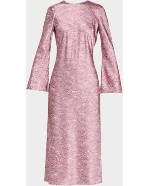 Veronica Beard Gemma Stretch-Silk Midi Dress - Pink