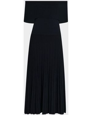 Tahari The Persephone Off-Shoulder Knit Midi Dress - Black