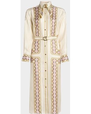 Zimmermann Luna Retro Print Silk Midi Shirtdress - Natural