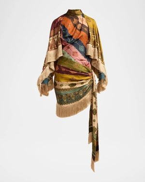 Zimmermann Valiant Silk Fringed Mini Dress - Multicolor
