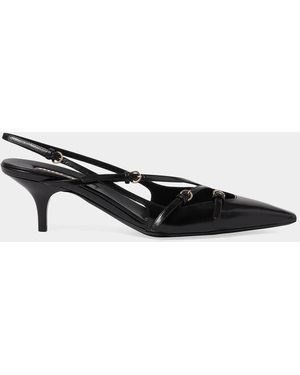 Miu Miu Multi-Buckle 55Mm Leather Slingback Pumps - Black