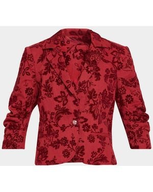 Cinq À Sept Paisley Flocked Damask Blazer - Red