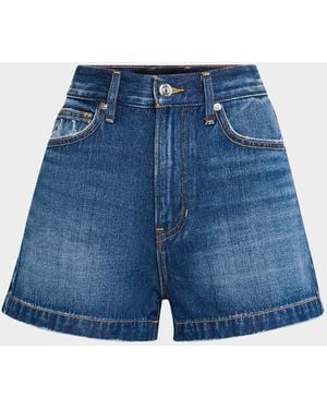 Veronica Beard Timmi High-Rise Denim Shorts - Blue