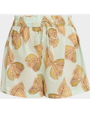 Ulla Johnson Water Blossoms Bijou Coverup Shorts - Metallic