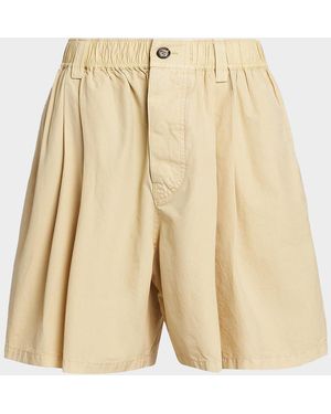 Marni Pleated Cotton Shorts - Natural