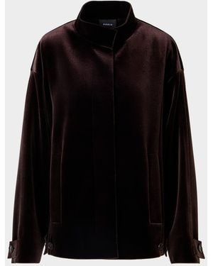 Akris Huma Velvet Neoprene Parka Jacket - Black