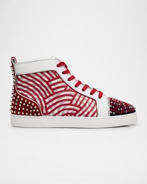 Christian Louboutin Louis No Limit Gaagal High-Top Leather Sneakers - Red