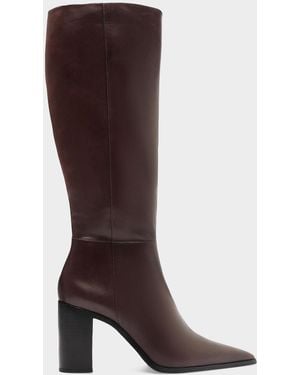 SCHUTZ SHOES Mikki Up Leather Block-Heel Knee-High Boots - Brown