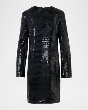 Akris Corded Sequin Short Cocktail Dress - Black