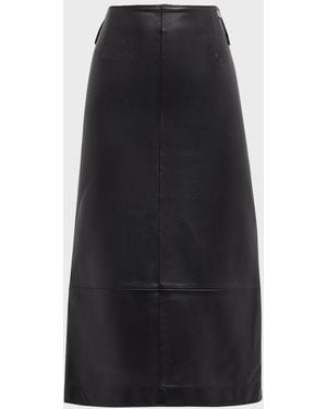 Marc Jacobs Leather Slim Pencil Midi Skirt - Black