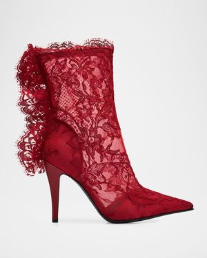 McQueen Heron Lace Ankle Boots - Red