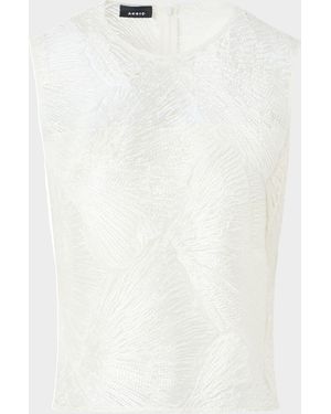 Akris Lacquered Sea Fan Lace Sleeveless Top - White