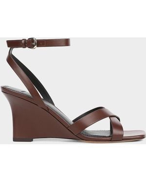 Vince 75Mm Parma Leather Wedge Sandals - Brown