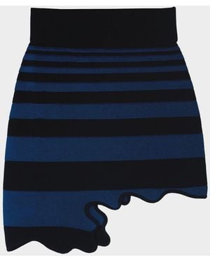 Ph5 Chloe Striped Asymmetric Wavy Mini Skirt - Blue