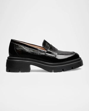 Stuart Weitzman Hudson Lite Patent Leather Penny Loafers - Black