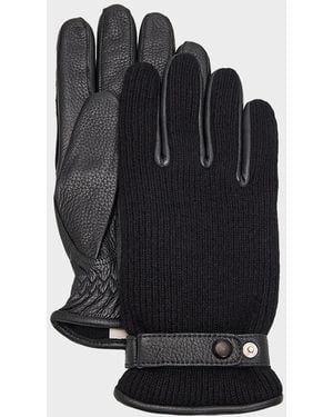 Hestra Apos;S Christopher Elk Leather And Cashmere Knit Gloves - Black
