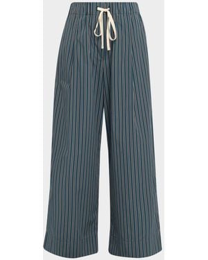 A.L.C. James Striped Cotton Drawstring Pants - Blue