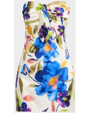 Ramy Brook Orion Strapless Floral-Print Bodycon Mini Dress - Blue